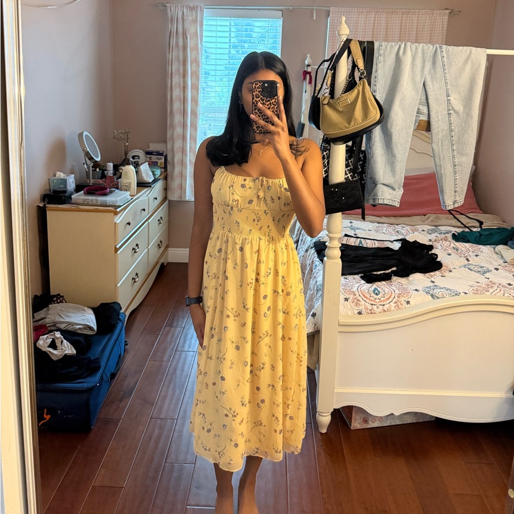 Aritzia Yellow Floral Dress